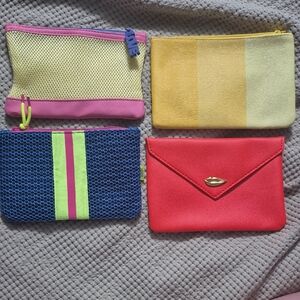Pink and Yellow Cosmetic Bags Set with Stylish Design